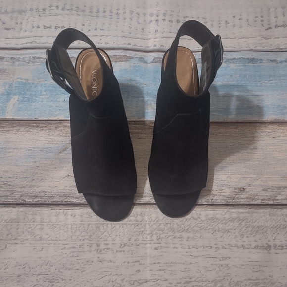 Vionic Black Blakely Peep Toe Wedge Bootie - Picture 2 of 8